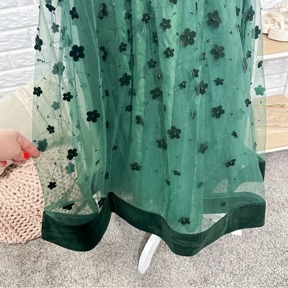 Mac Duggal EMBELLISHED BUTTERFLY SLEEVE VELVET HEM MIDI DRESS size 12 NWT - Picture 7 of 11